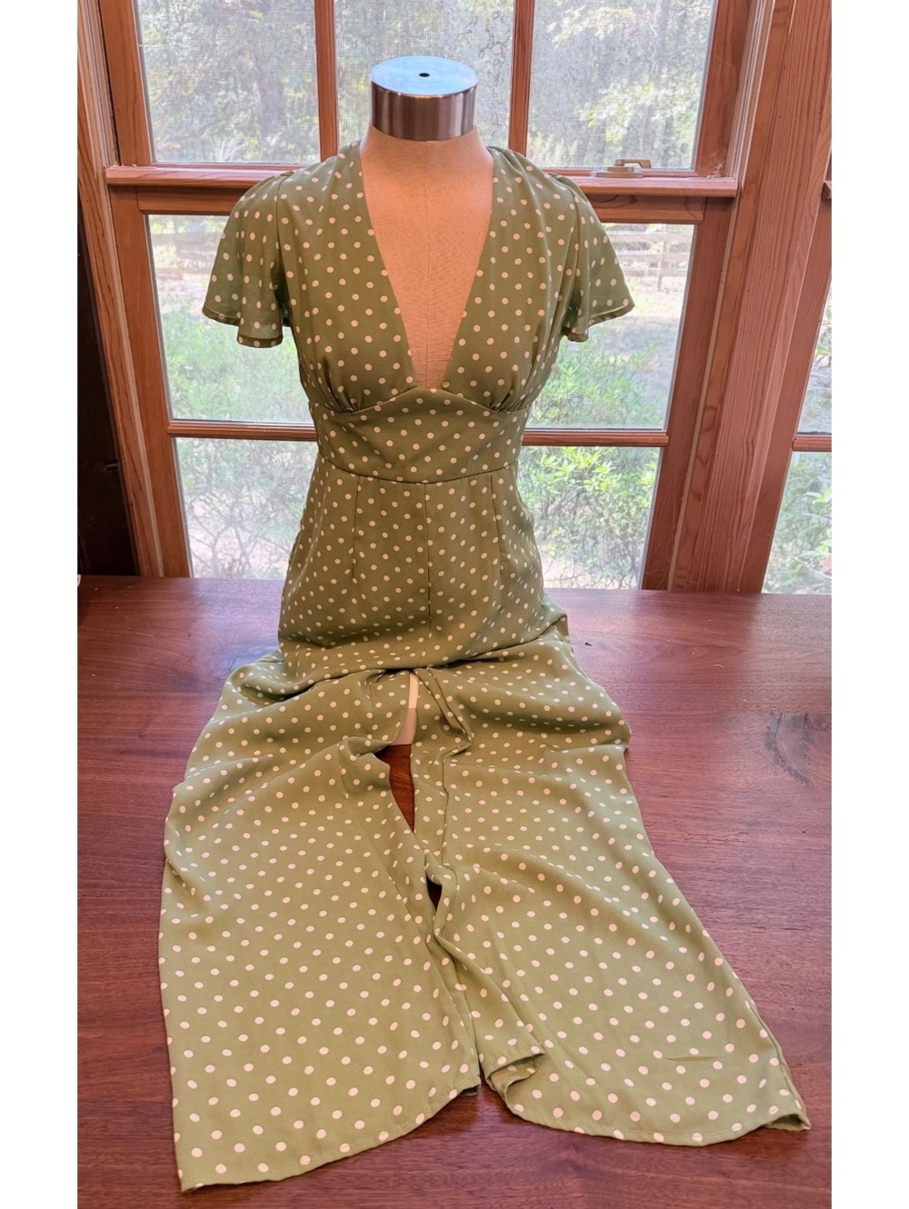 Miami Green Polka Dot Jumpsuit with Tie Closure SZ XS